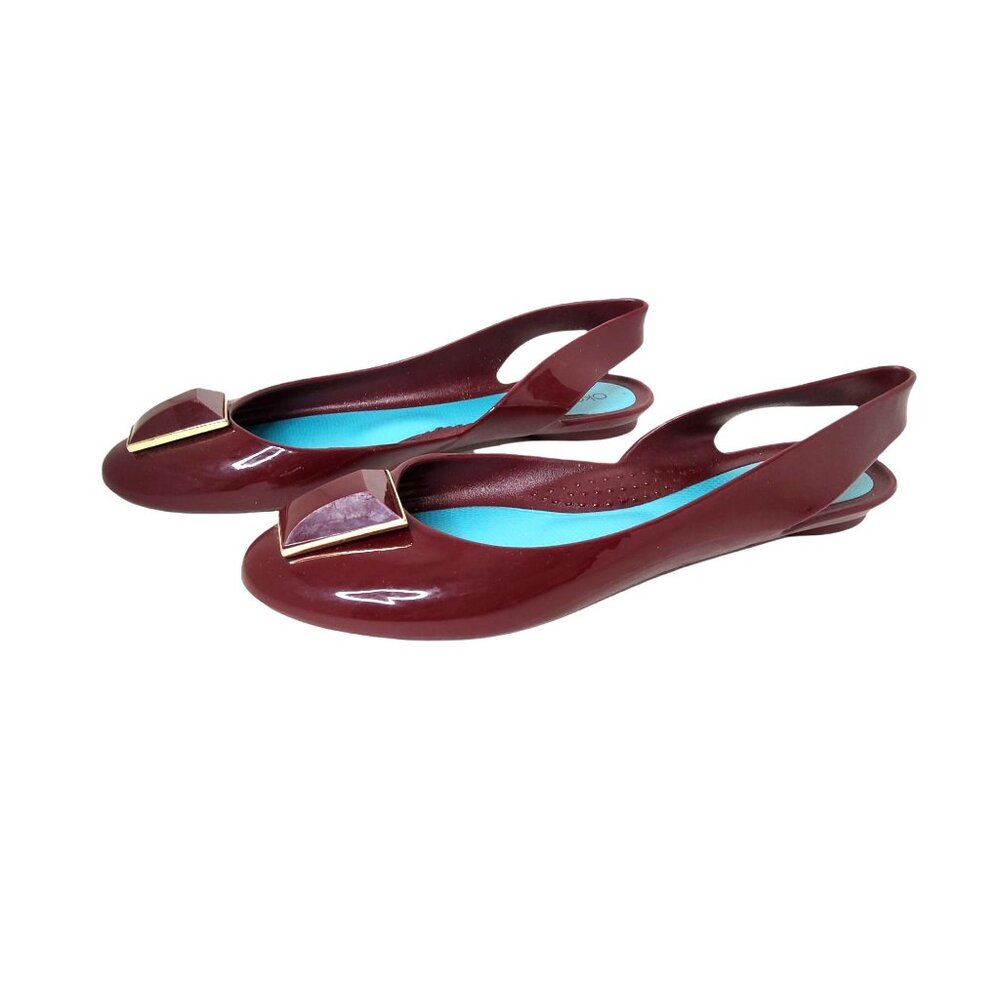 Womens OKA-B Burgandy Slingback Pull On Rubber Closed Toe Sandals. Size 9M